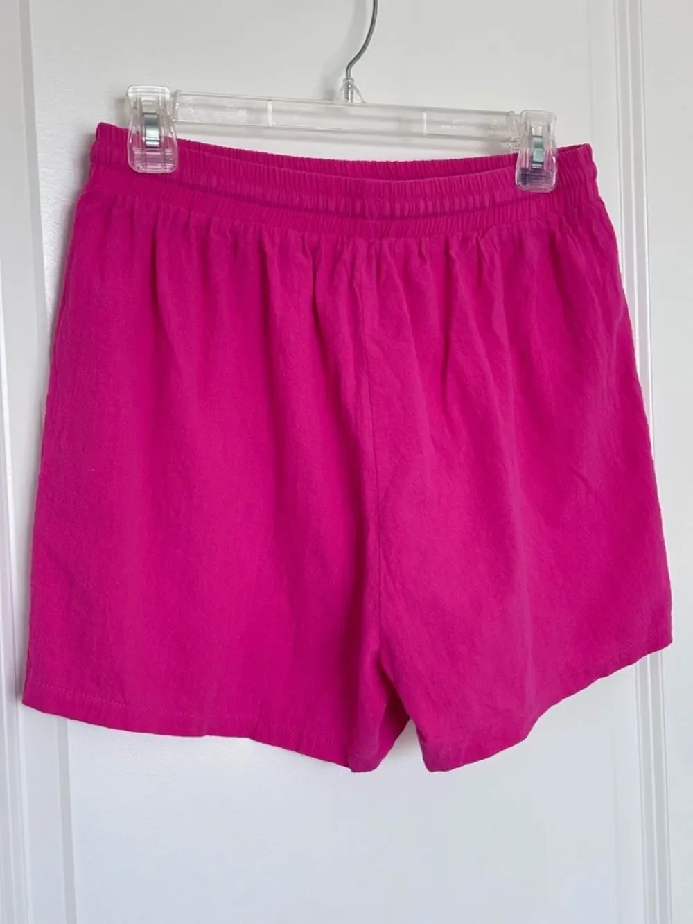 100% Cotton Matching Set Barbiecore Pink Cover up Outfit Button Up Shirt Short M